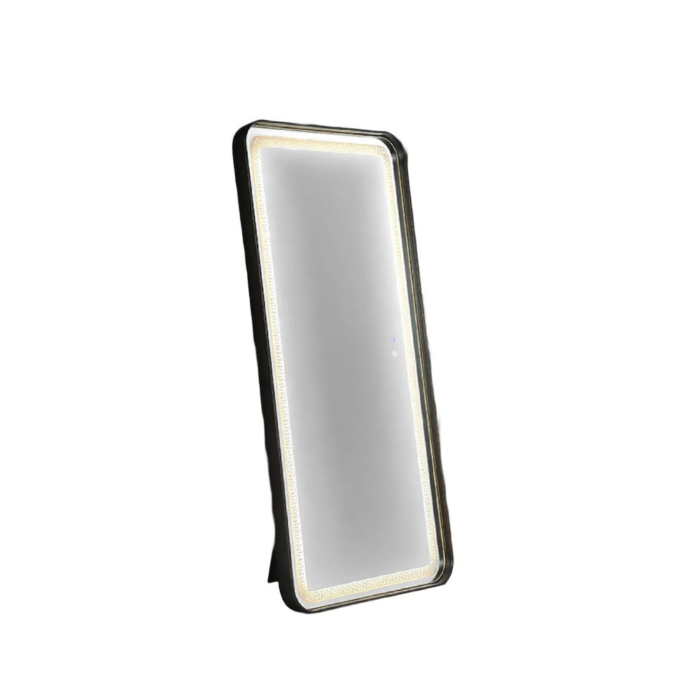 Madie Floor Mirror with LED Lights | Bluetooth Speaker | Black Metal 32x71