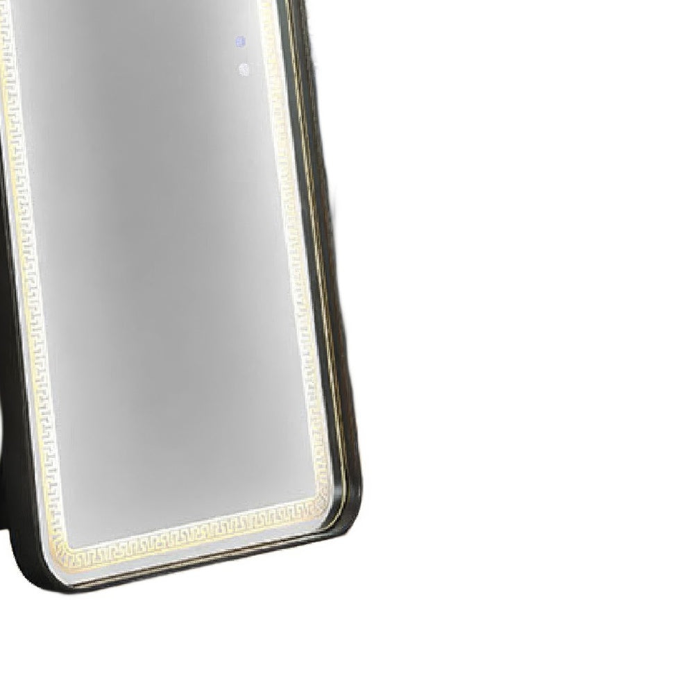 Madie Floor Mirror with LED Lights | Bluetooth Speaker | Black Metal 32x71