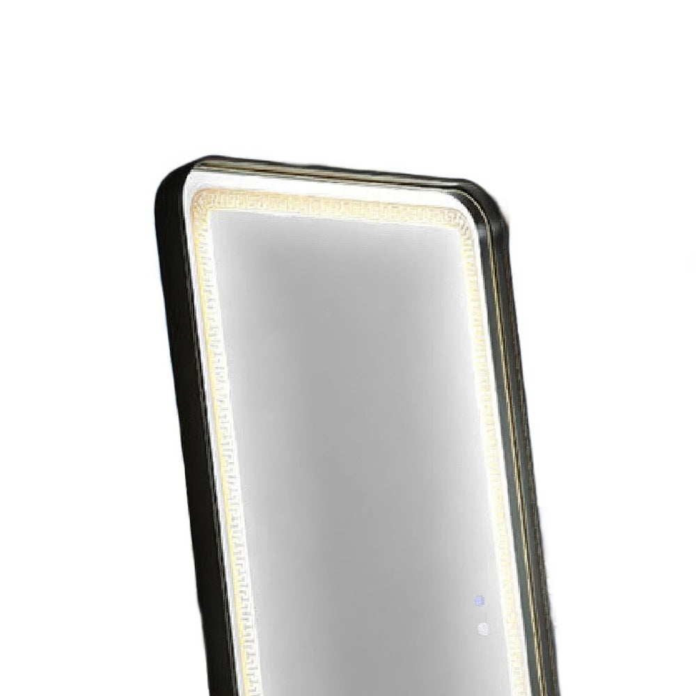 Madie Floor Mirror with LED Lights | Bluetooth Speaker | Black Metal 32x71