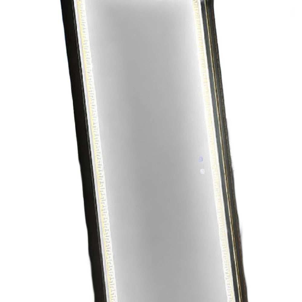 Madie Floor Mirror with LED Lights | Bluetooth Speaker | Black Metal 32x71