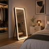 Madie Floor Mirror with LED Lights | Bluetooth Speaker | Black Metal 32x71