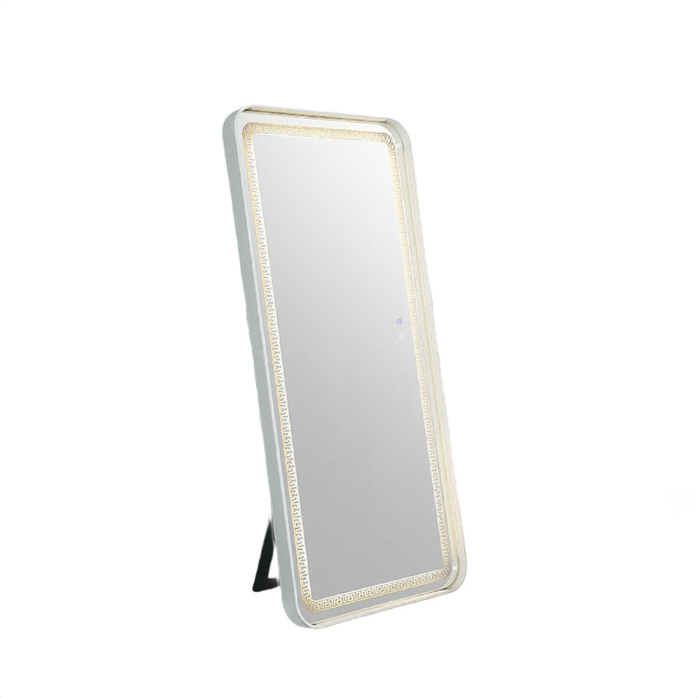 Madie Floor Mirror with LED Lights | Bluetooth Speaker | White Metal 32x71