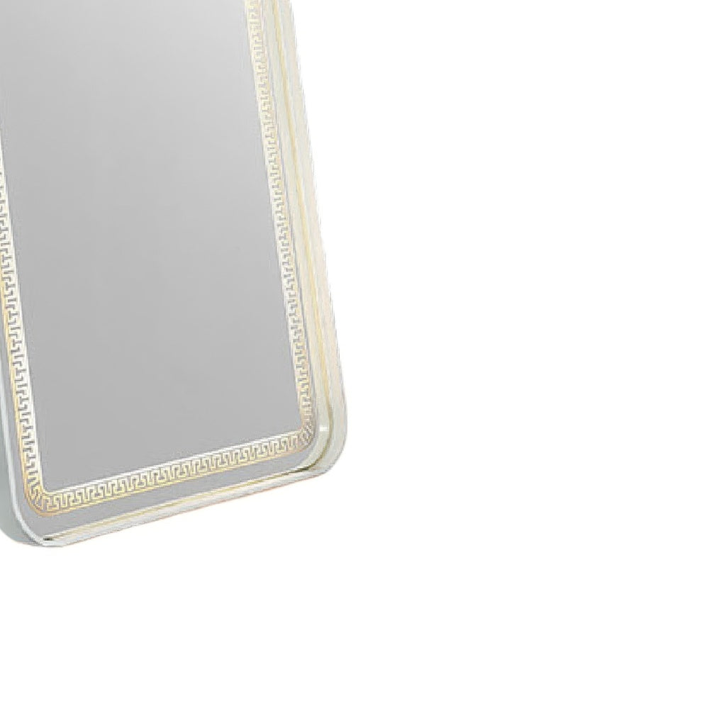 Madie Floor Mirror with LED Lights | Bluetooth Speaker | White Metal 32x71
