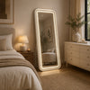 Madie Floor Mirror with LED Lights | Bluetooth Speaker | White Metal 32x71