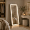 Madie Floor Mirror with LED Lights | Bluetooth Speaker | White Metal 32x71