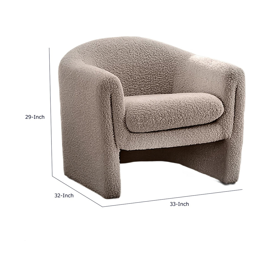 Danie Accent Armchair with U-Shaped Frame | Mushroom Boucle Fabric