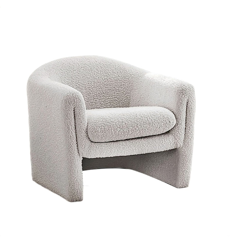Danie Accent Armchair with U-Shaped Frame | White Boucle Fabric