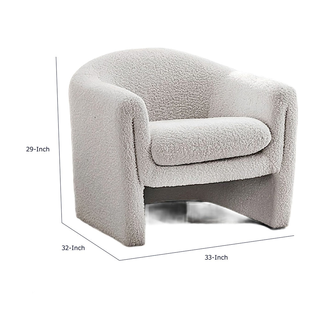 Danie Accent Armchair with U-Shaped Frame | White Boucle Fabric