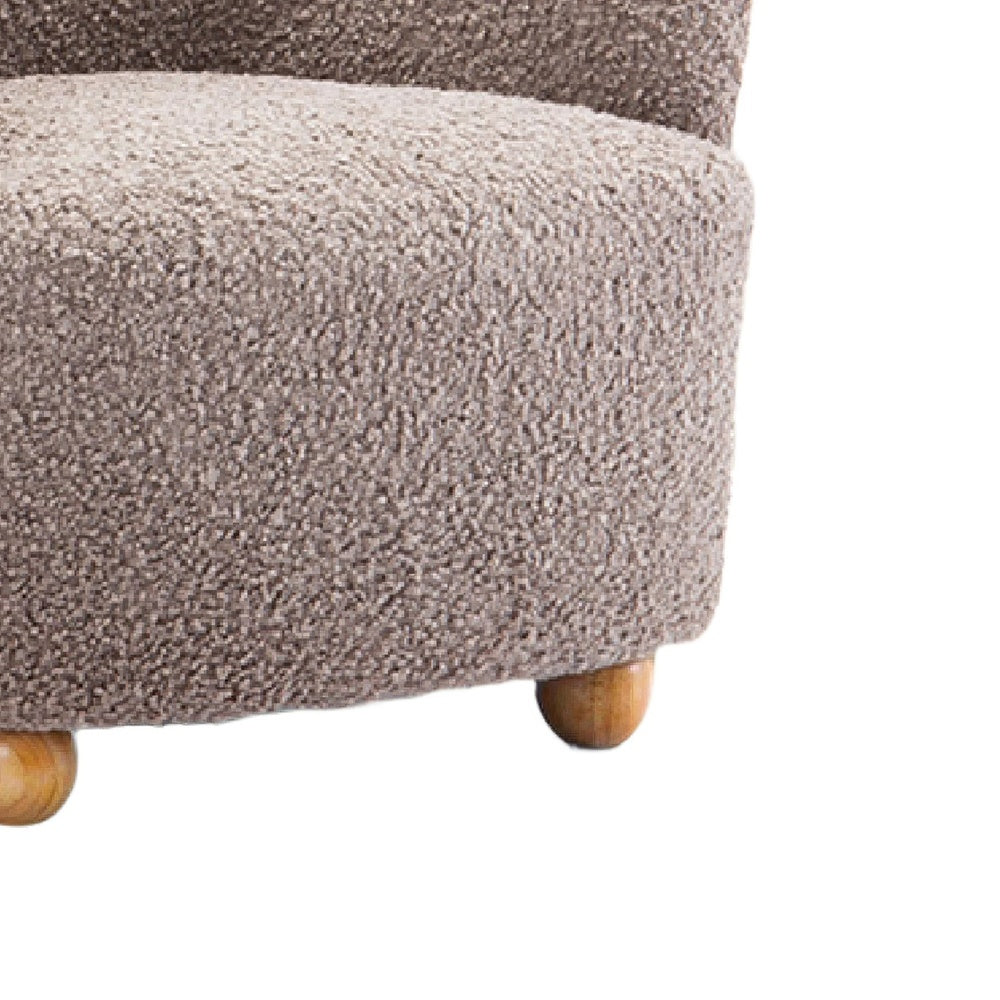 Mica Accent Chair with Sloped Arms | Wooden Ball-Feet | Mushroom Boucle
