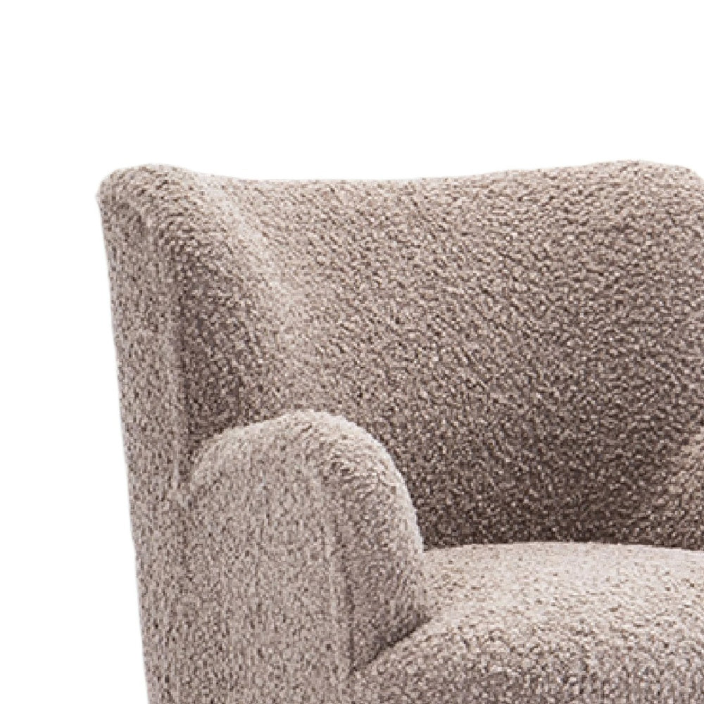 Mica Accent Chair with Sloped Arms | Wooden Ball-Feet | Mushroom Boucle