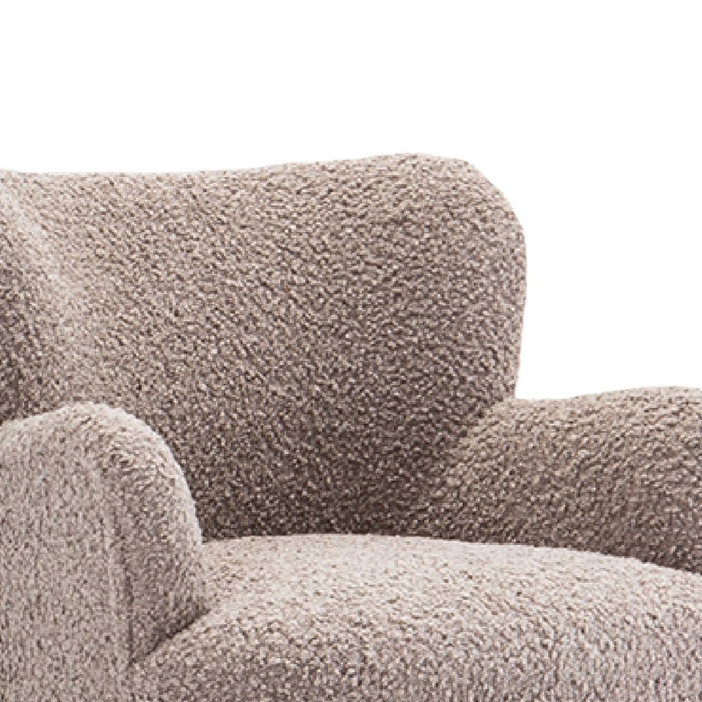 Mica Accent Chair with Sloped Arms | Wooden Ball-Feet | Mushroom Boucle