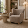 Mica Accent Chair with Sloped Arms | Wooden Ball-Feet | Mushroom Boucle