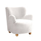 Mica Accent Chair with Sloped Arms | Wooden Ball-Feet | White Boucle