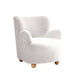 Mica Accent Chair with Sloped Arms | Wooden Ball-Feet | White Boucle