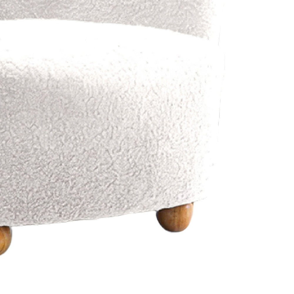 Mica Accent Chair with Sloped Arms | Wooden Ball-Feet | White Boucle