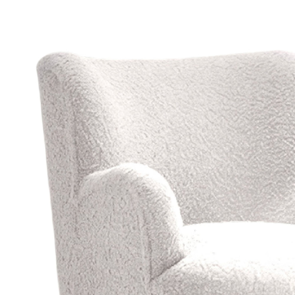 Mica Accent Chair with Sloped Arms | Wooden Ball-Feet | White Boucle