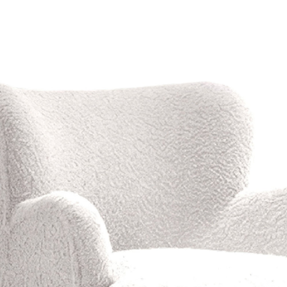 Mica Accent Chair with Sloped Arms | Wooden Ball-Feet | White Boucle