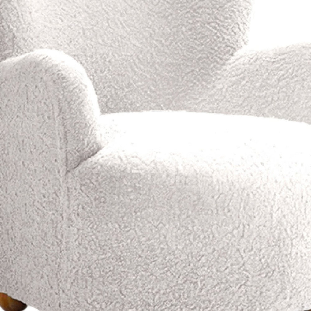 Mica Accent Chair with Sloped Arms | Wooden Ball-Feet | White Boucle