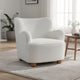 Mica Accent Chair with Sloped Arms | Wooden Ball-Feet | White Boucle