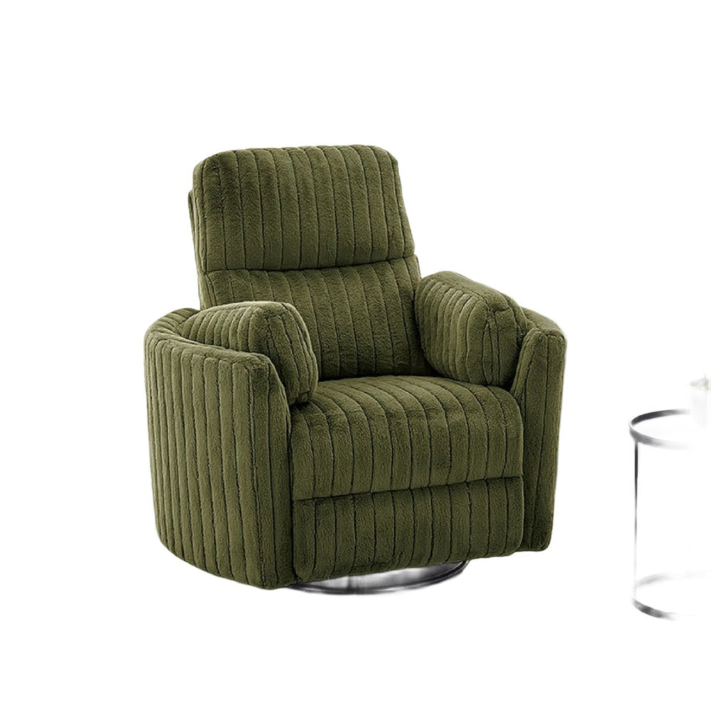 Bela Power Glider Recliner Swivel Chair | Eucalyptus Wood | Green Fabric