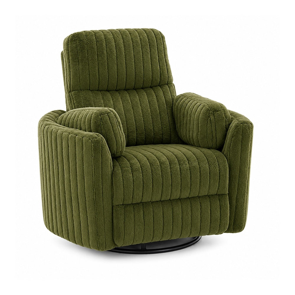 Bela Power Glider Recliner Swivel Chair | Eucalyptus Wood | Green Fabric