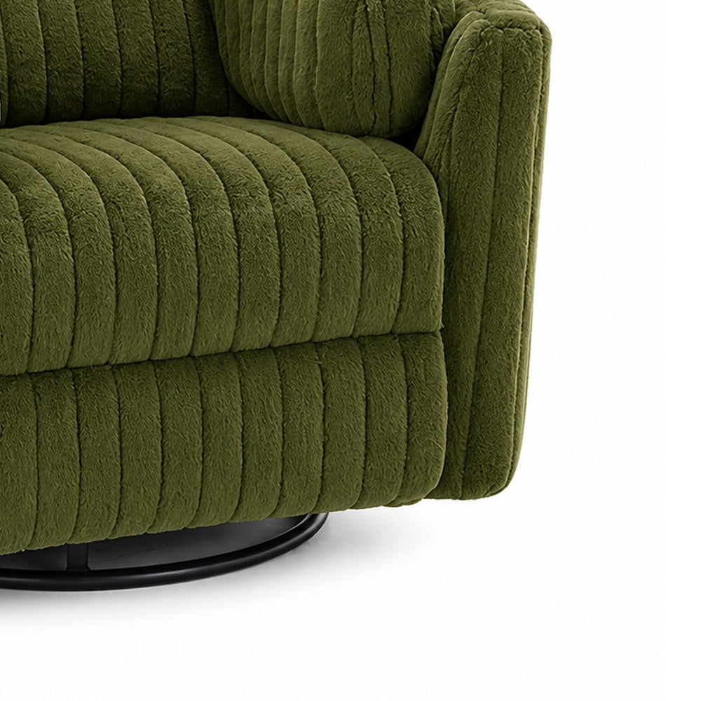 Bela Power Glider Recliner Swivel Chair | Eucalyptus Wood | Green Fabric
