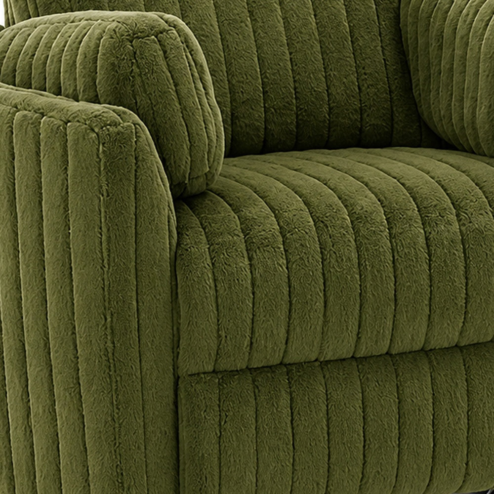 Bela Power Glider Recliner Swivel Chair | Eucalyptus Wood | Green Fabric