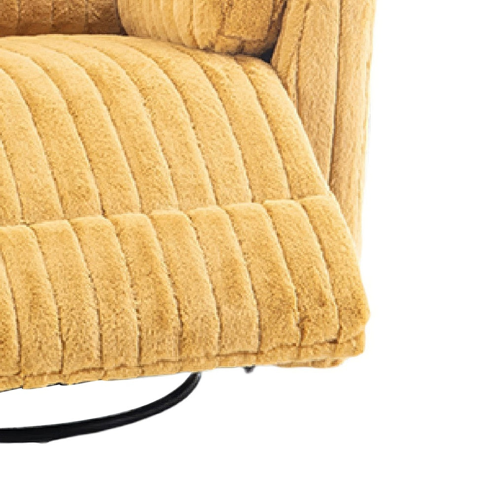 Bela Power Glider Recliner Chair with Swivel | Eucalyptus Wood | Yellow Fabric