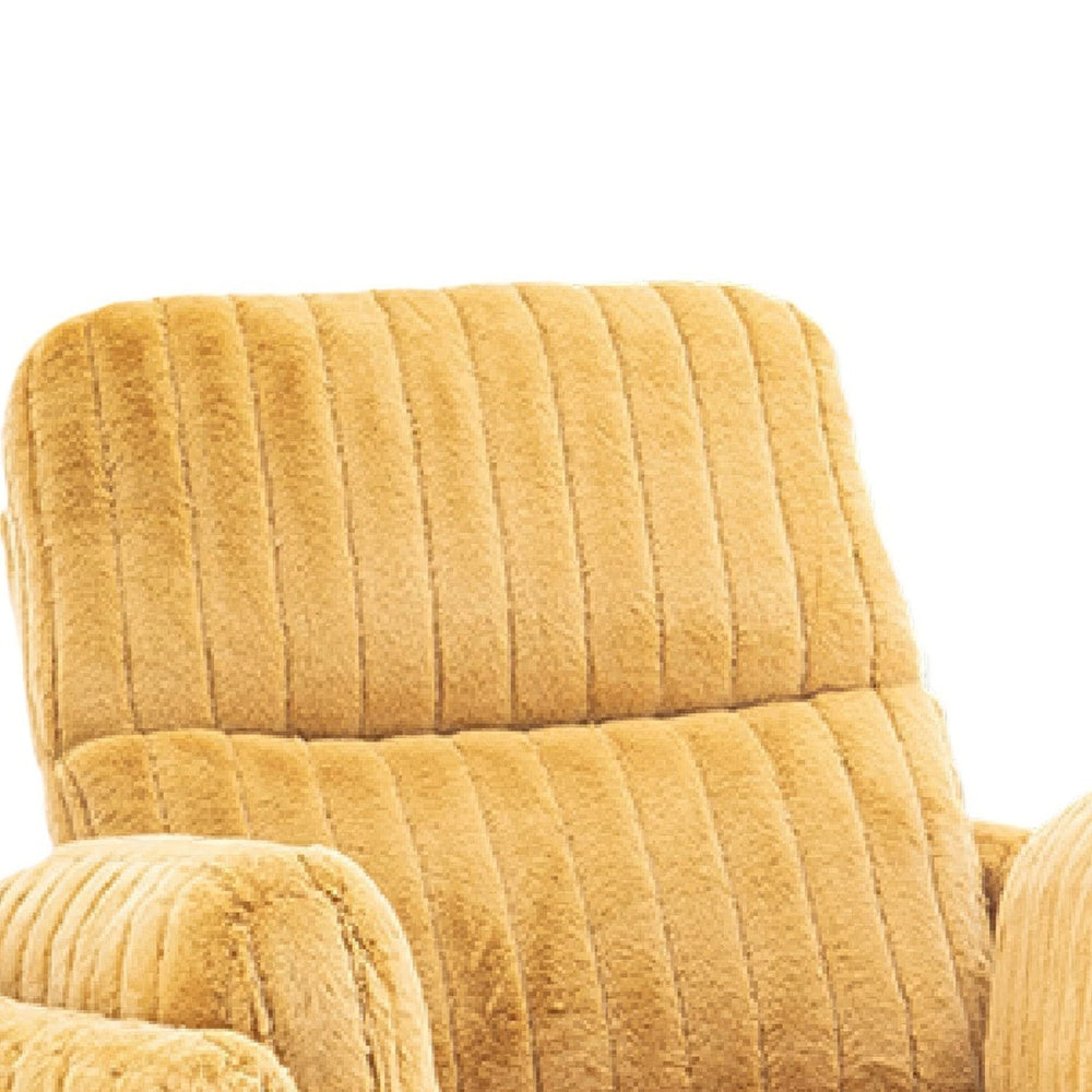 Bela Power Glider Recliner Chair with Swivel | Eucalyptus Wood | Yellow Fabric