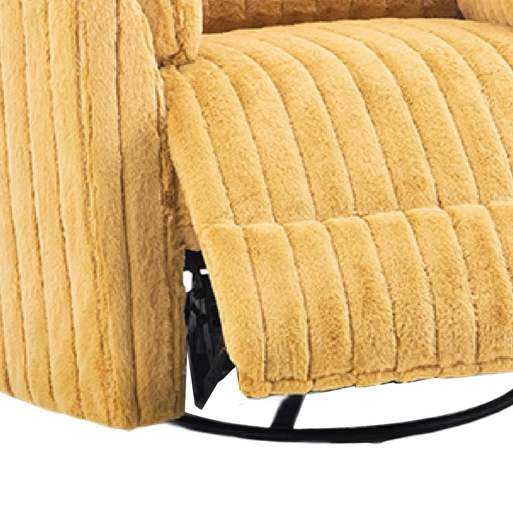 Bela Power Glider Recliner Chair with Swivel | Eucalyptus Wood | Yellow Fabric