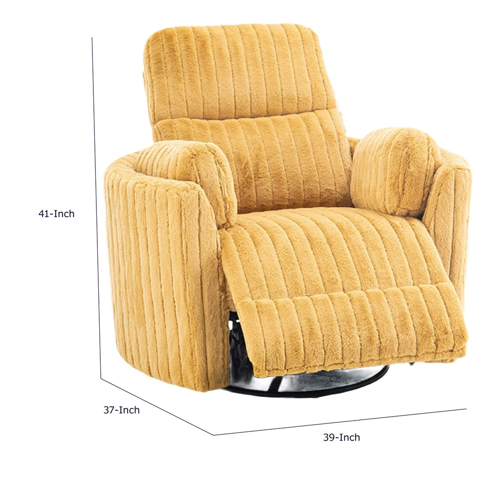 Bela Power Glider Recliner Chair with Swivel | Eucalyptus Wood | Yellow Fabric