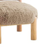 Alco Contoured Accent Chair with Natural Wood Legs | Mushroom Brown Faux Fur
