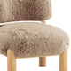 Alco Contoured Accent Chair with Natural Wood Legs | Mushroom Brown Faux Fur