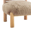 Alco Contoured Accent Chair with Natural Wood Legs | Mushroom Brown Faux Fur