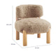 Alco Contoured Accent Chair with Natural Wood Legs | Mushroom Brown Faux Fur