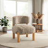 Alco Contoured Accent Chair with Natural Wood Legs | Mushroom Brown Faux Fur