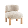 Alco Contoured Accent Chair with Natural Wood Legs | Taupe Brown Faux Fur