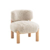 Alco Contoured Accent Chair with Natural Wood Legs | Taupe Brown Faux Fur