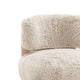 Alco Contoured Accent Chair with Natural Wood Legs | Taupe Brown Faux Fur
