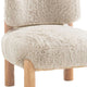 Alco Contoured Accent Chair with Natural Wood Legs | Taupe Brown Faux Fur
