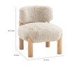 Alco Contoured Accent Chair with Natural Wood Legs | Taupe Brown Faux Fur