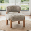 Alco Contoured Accent Chair with Natural Wood Legs | Taupe Brown Faux Fur