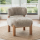 Alco Contoured Accent Chair with Natural Wood Legs | Taupe Brown Faux Fur