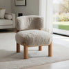 Alco Contoured Accent Chair with Natural Wood Legs | Taupe Brown Faux Fur