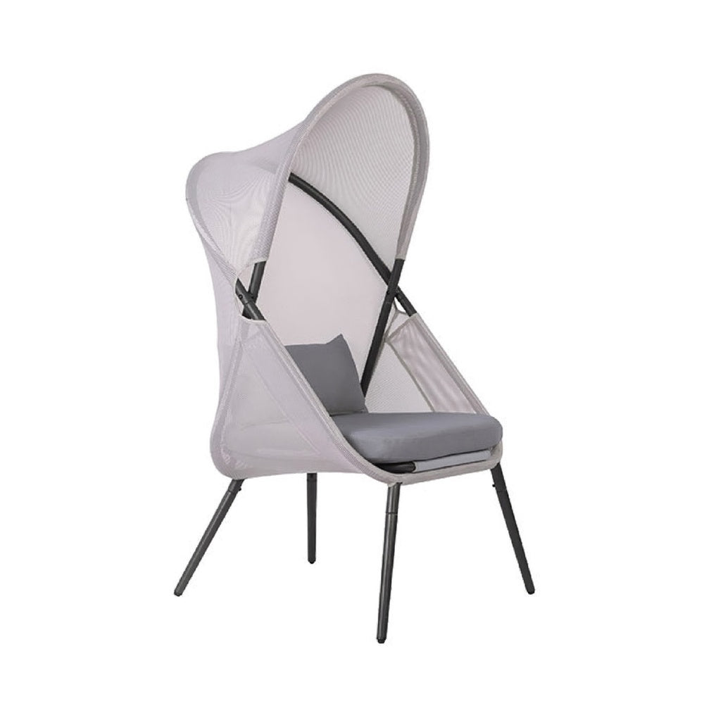 Avery Foldable Mesh Lounge Chair | Set of 2 | Gray Cushion | Black Metal
