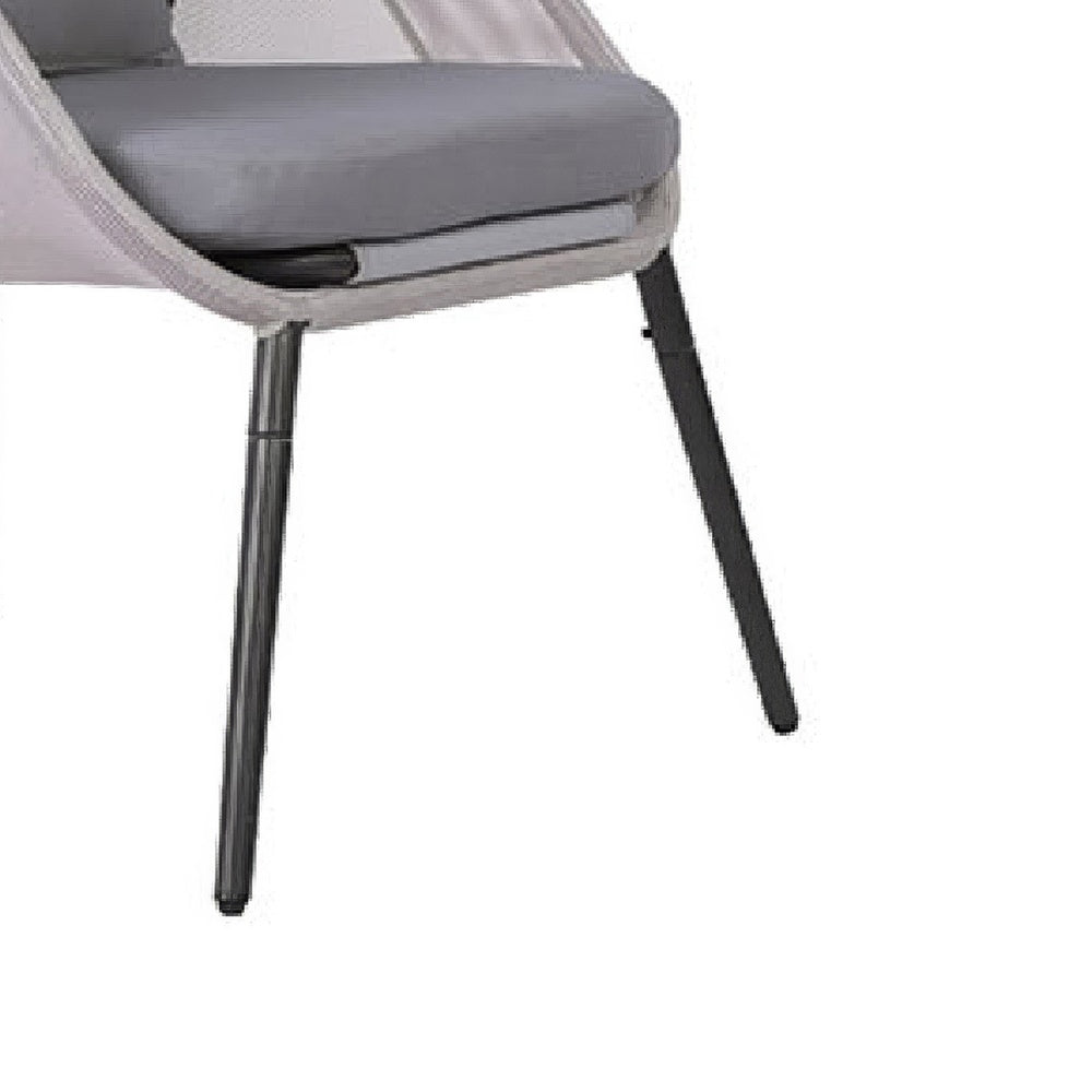 Avery Foldable Mesh Lounge Chair | Set of 2 | Gray Cushion | Black Metal