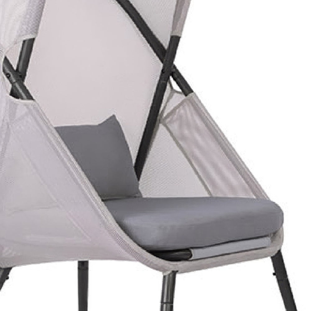 Avery Foldable Mesh Lounge Chair | Set of 2 | Gray Cushion | Black Metal