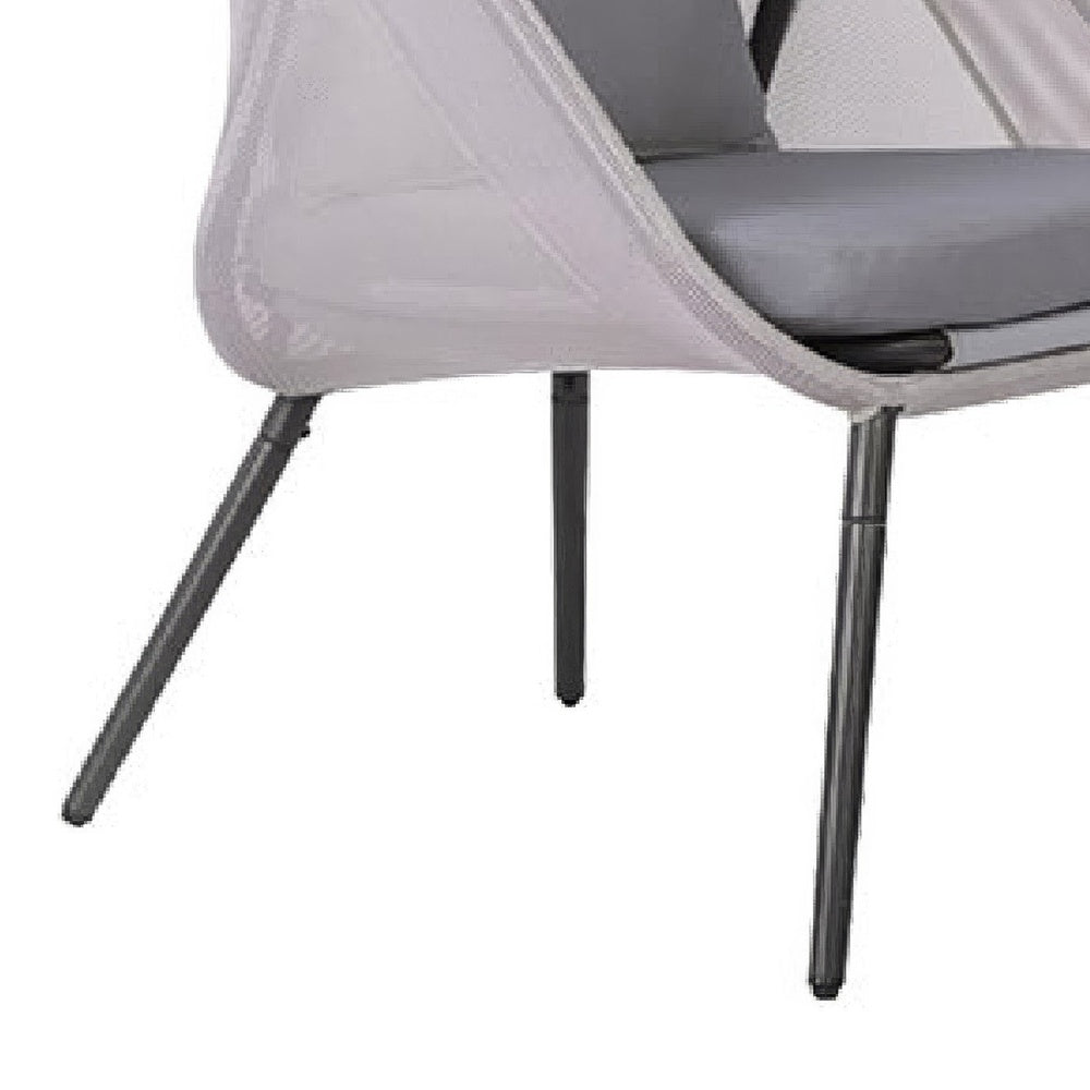 Avery Foldable Mesh Lounge Chair | Set of 2 | Gray Cushion | Black Metal