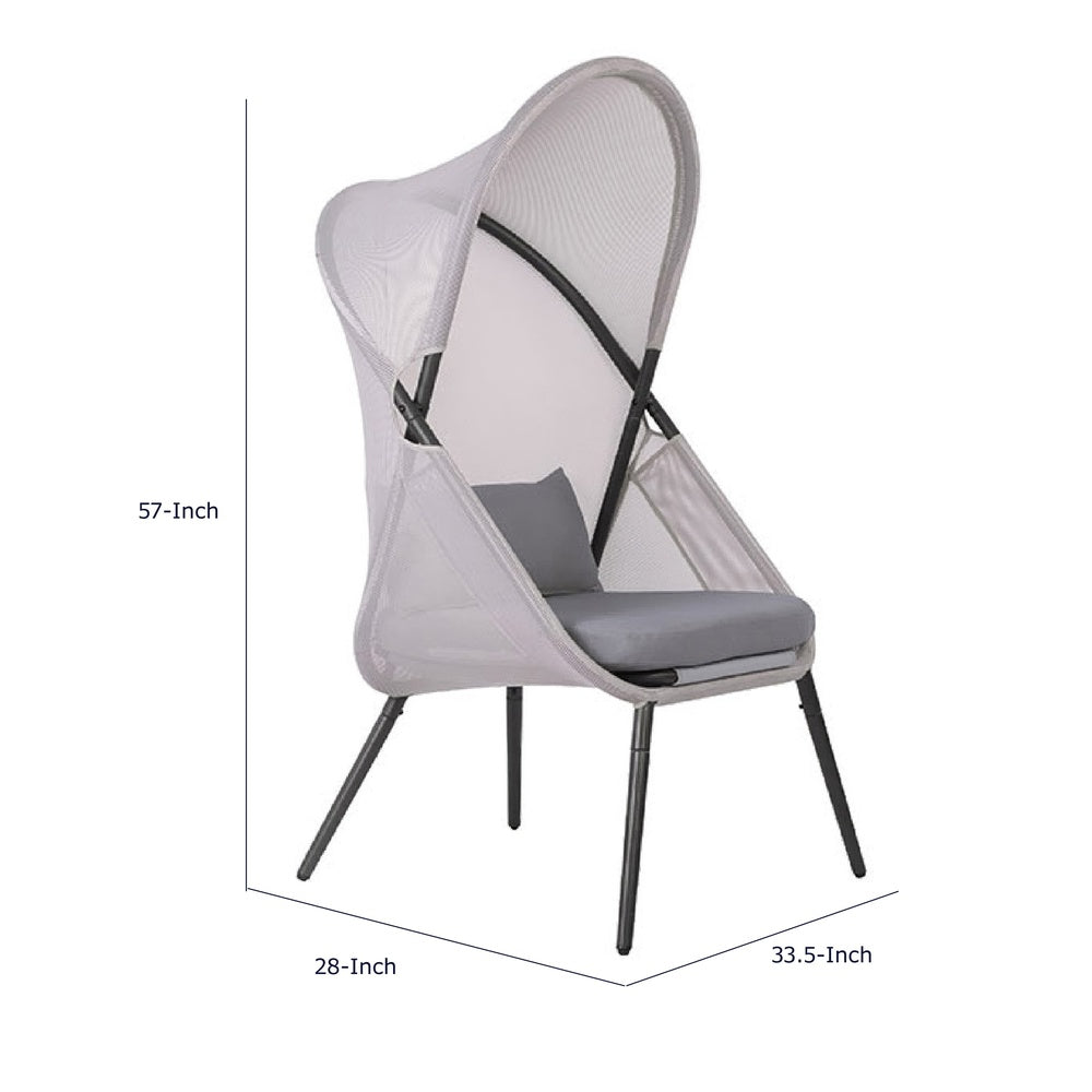 Avery Foldable Mesh Lounge Chair | Set of 2 | Gray Cushion | Black Metal