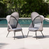 Avery Foldable Mesh Lounge Chair | Set of 2 | Gray Cushion | Black Metal